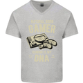Natural Born Gamer Funny Gaming Mens V-Neck Cotton T-Shirt Sports Grey