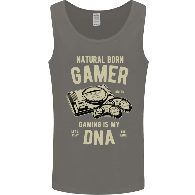Natural Born Gamer Funny Gaming Mens Vest Tank Top Charcoal