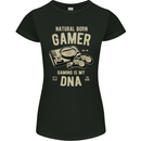 Natural Born Gamer Funny Gaming Womens Petite Cut T-Shirt Black