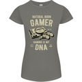 Natural Born Gamer Funny Gaming Womens Petite Cut T-Shirt Charcoal
