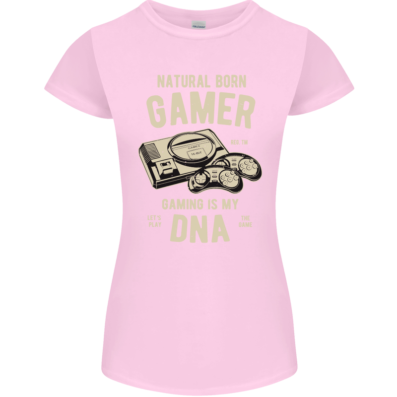 Natural Born Gamer Funny Gaming Womens Petite Cut T-Shirt Light Pink