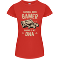 Natural Born Gamer Funny Gaming Womens Petite Cut T-Shirt Red