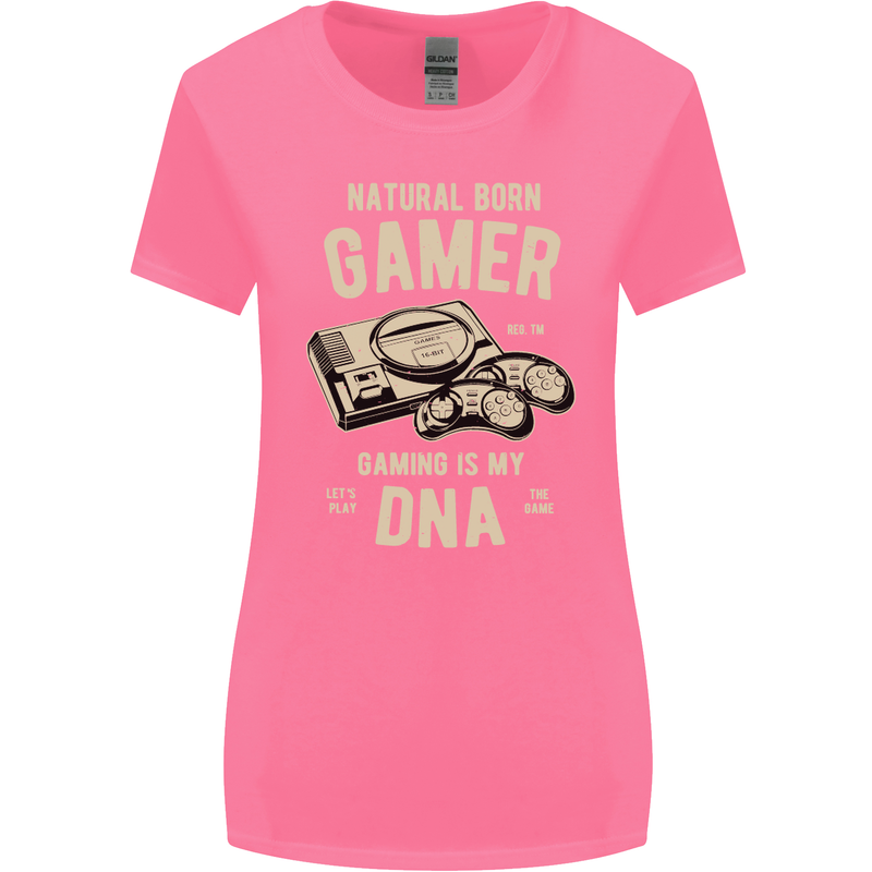 Natural Born Gamer Funny Gaming Womens Wider Cut T-Shirt Azalea