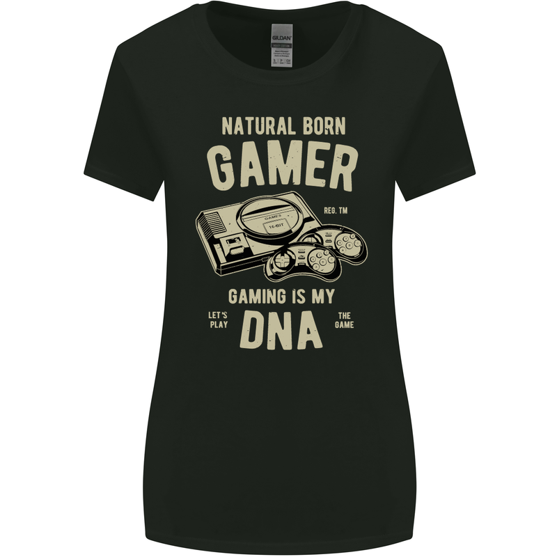 Natural Born Gamer Funny Gaming Womens Wider Cut T-Shirt Black
