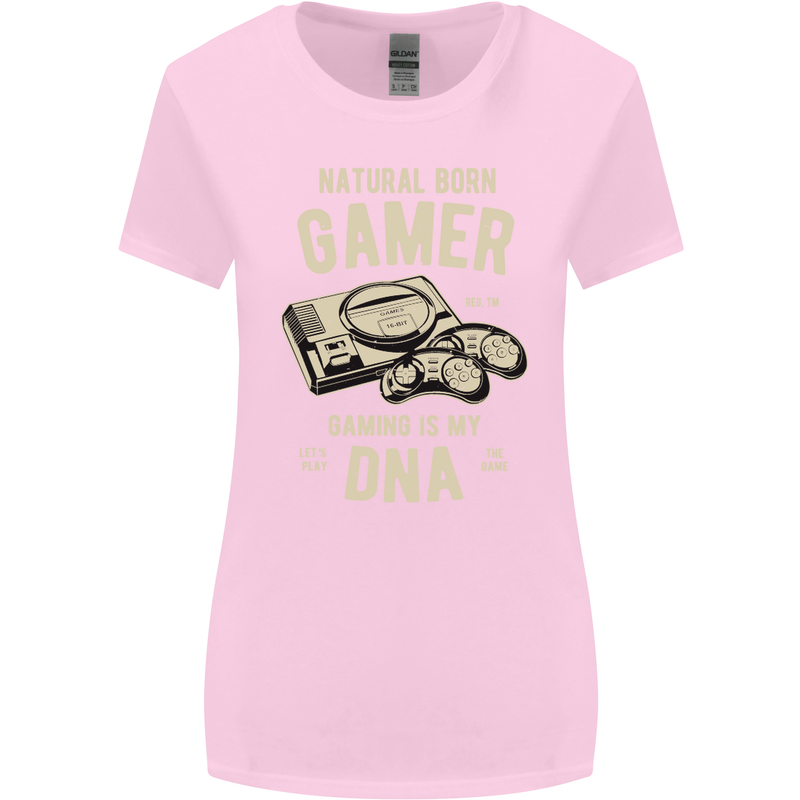 Natural Born Gamer Funny Gaming Womens Wider Cut T-Shirt Light Pink