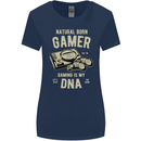 Natural Born Gamer Funny Gaming Womens Wider Cut T-Shirt Navy Blue