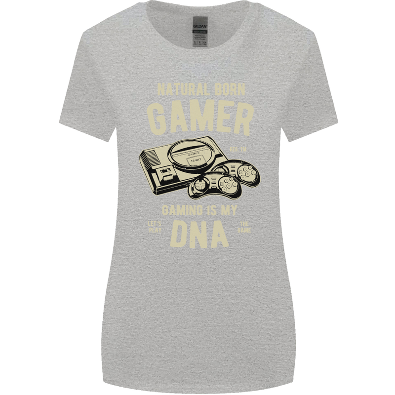 Natural Born Gamer Funny Gaming Womens Wider Cut T-Shirt Sports Grey