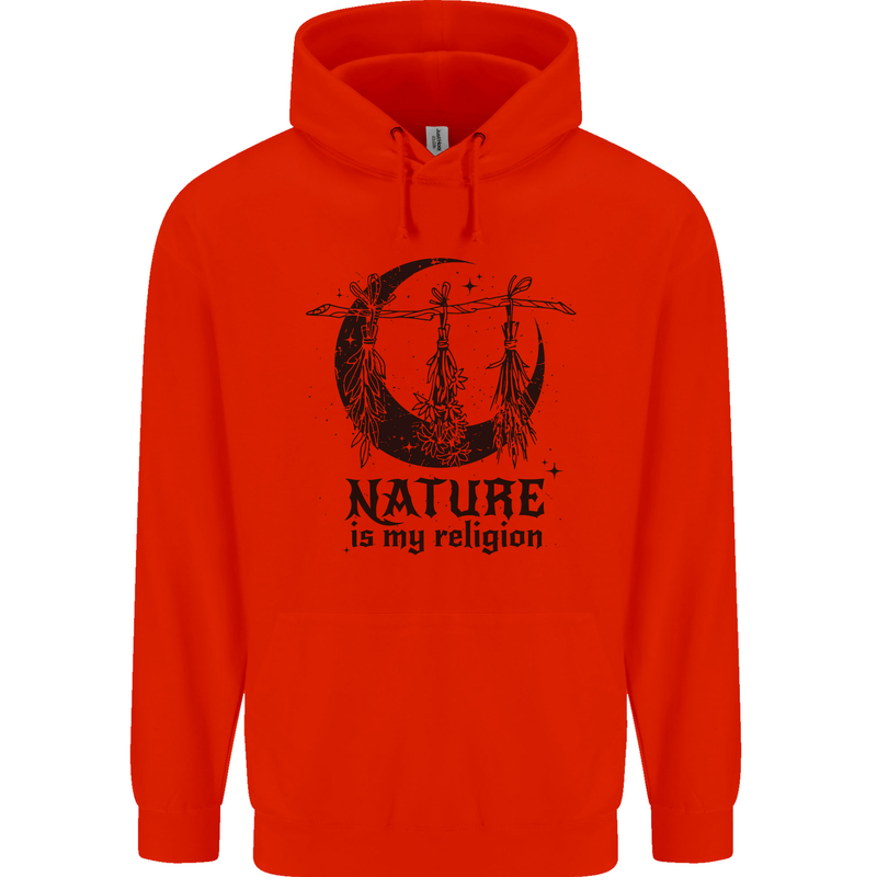 Nature Is My Religion Halloween Witch Childrens Kids Hoodie Bright Red