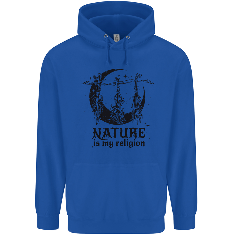 Nature Is My Religion Halloween Witch Childrens Kids Hoodie Royal Blue