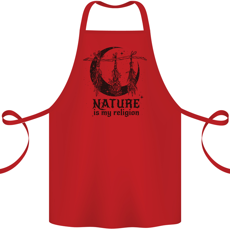 Nature Is My Religion Halloween Witch Cotton Apron 100% Organic Red