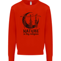 Nature Is My Religion Halloween Witch Kids Sweatshirt Jumper Bright Red