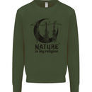 Nature Is My Religion Halloween Witch Kids Sweatshirt Jumper Forest Green