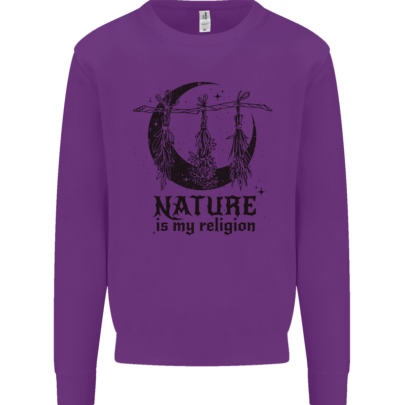 Nature Is My Religion Halloween Witch Kids Sweatshirt Jumper Purple