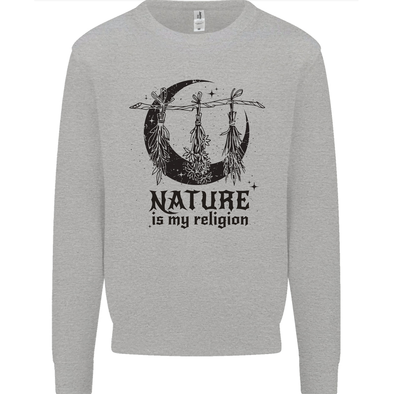 Nature Is My Religion Halloween Witch Kids Sweatshirt Jumper Sports Grey