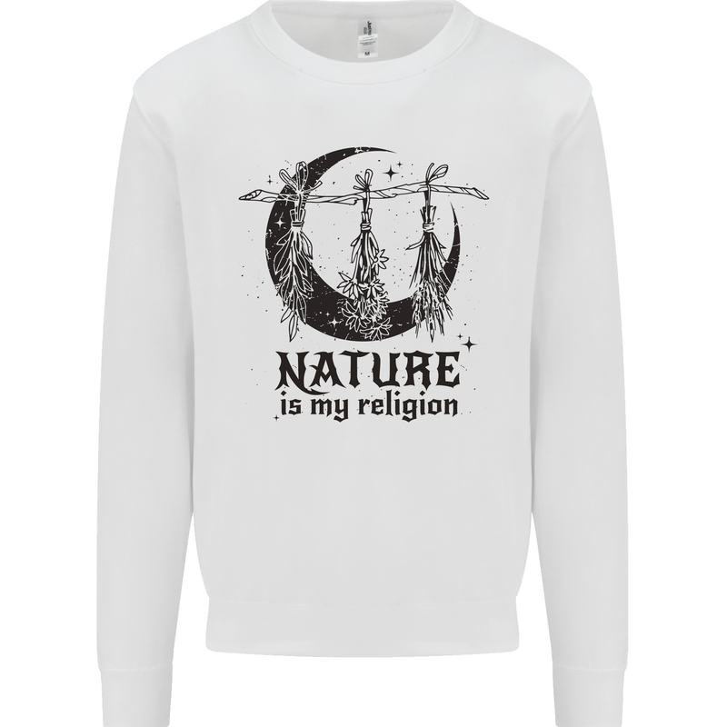 Nature Is My Religion Halloween Witch Kids Sweatshirt Jumper White