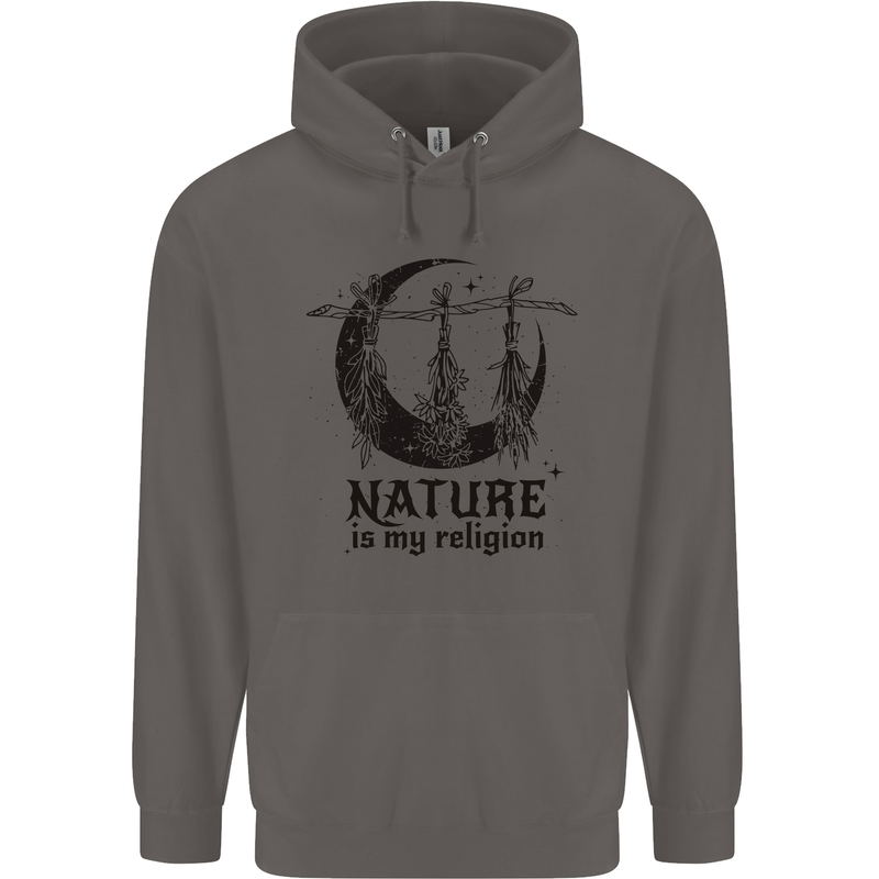 Nature Is My Religion Halloween Witch Mens 80% Cotton Hoodie Charcoal
