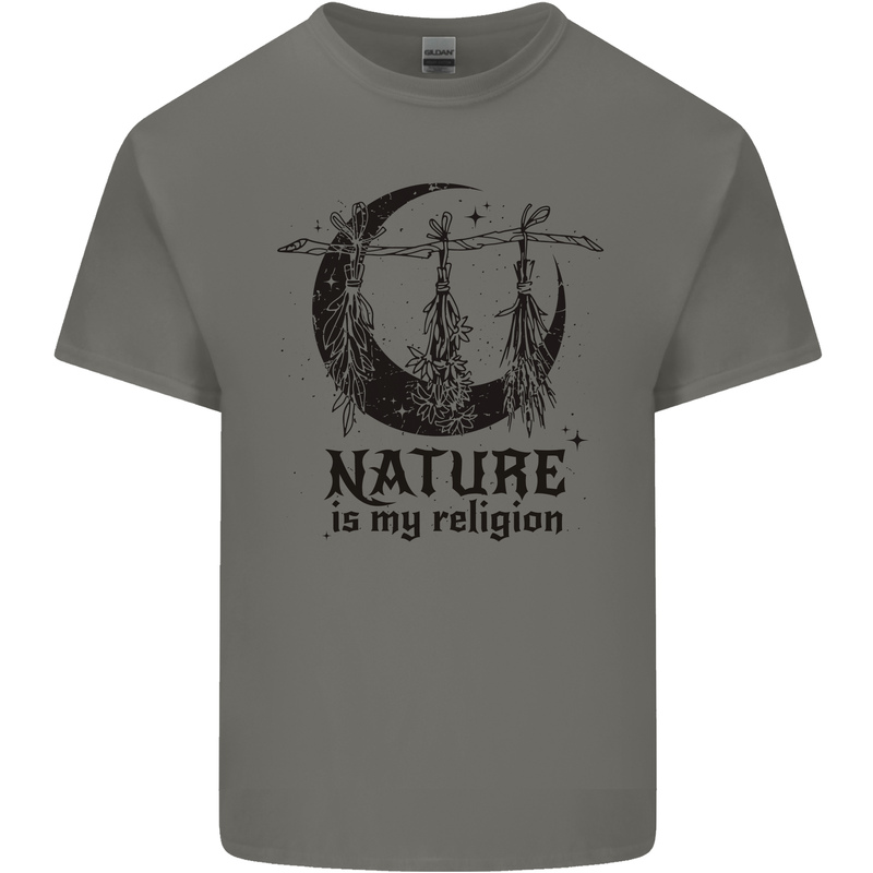 Nature Is My Religion Halloween Witch Mens Cotton T-Shirt Tee Top Charcoal