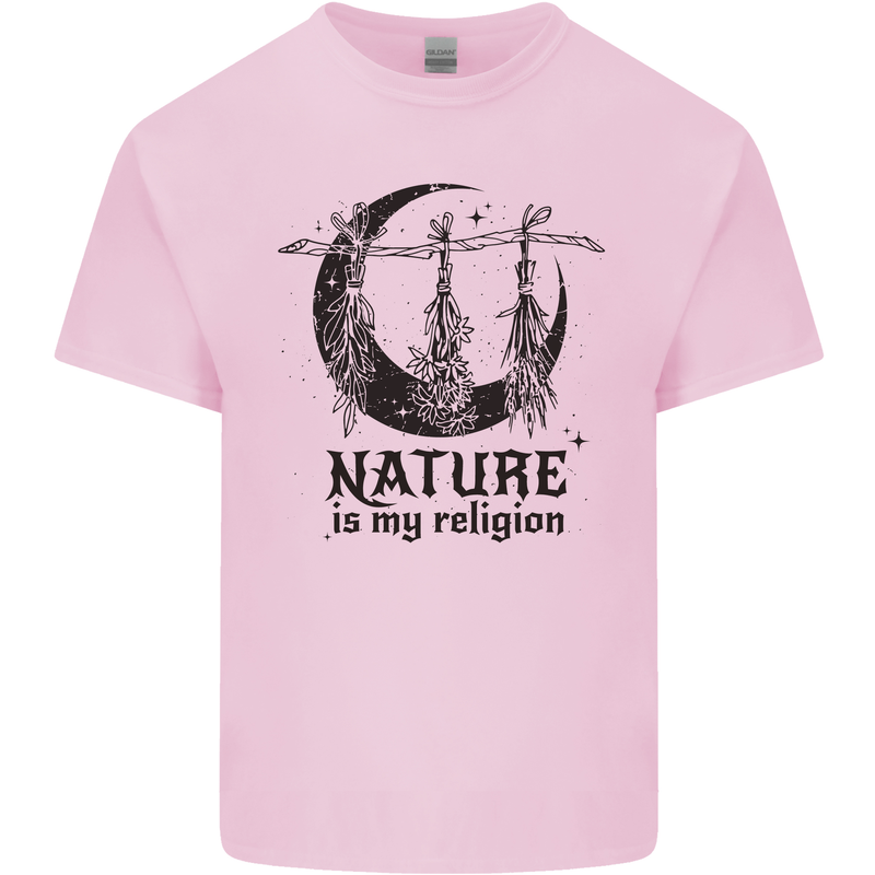 Nature Is My Religion Halloween Witch Mens Cotton T-Shirt Tee Top Light Pink