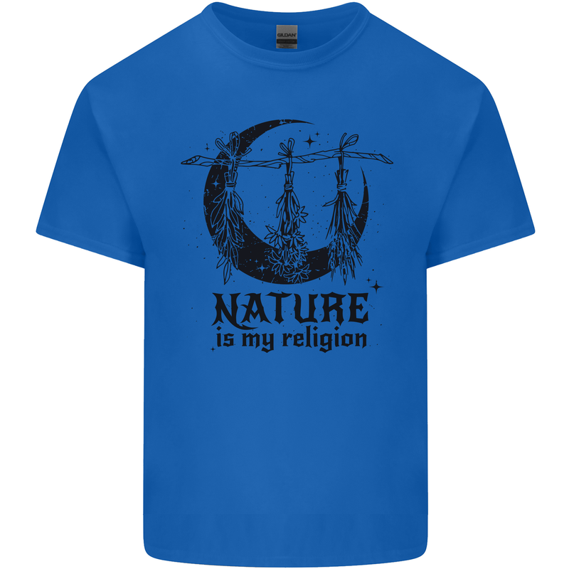 Nature Is My Religion Halloween Witch Mens Cotton T-Shirt Tee Top Royal Blue