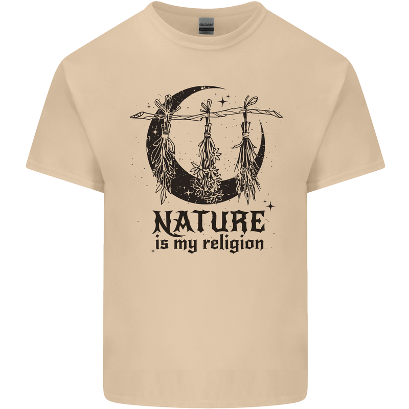 Nature Is My Religion Halloween Witch Mens Cotton T-Shirt Tee Top Sand