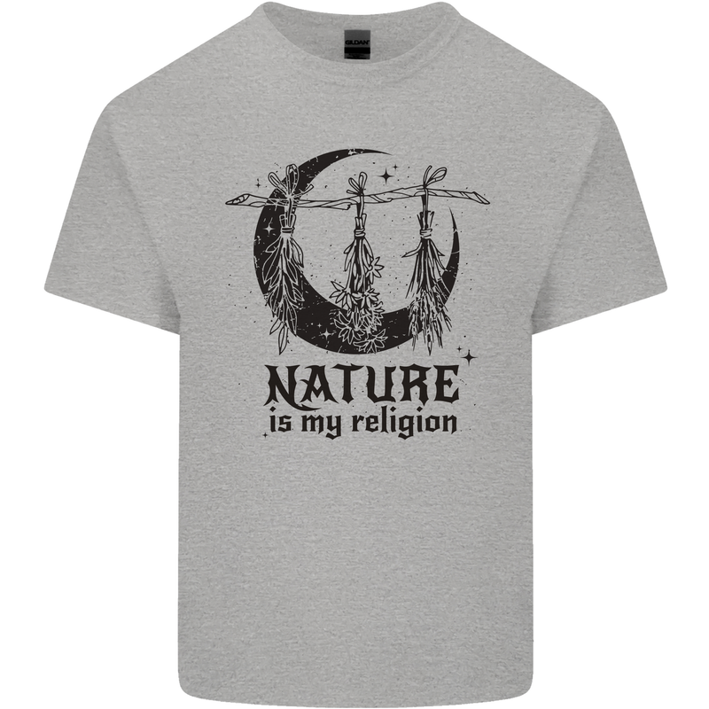 Nature Is My Religion Halloween Witch Mens Cotton T-Shirt Tee Top Sports Grey