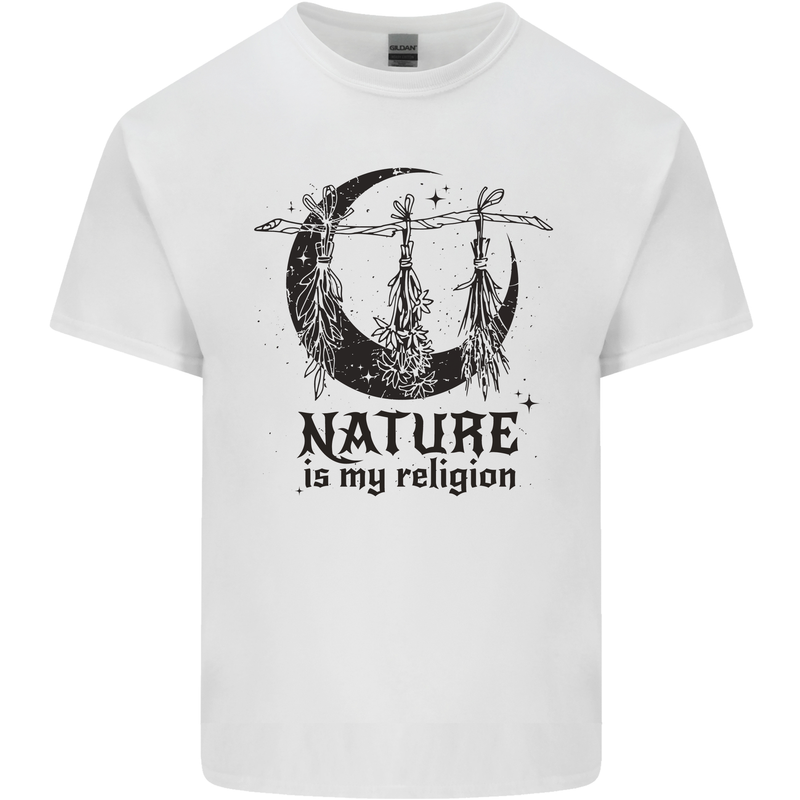 Nature Is My Religion Halloween Witch Mens Cotton T-Shirt Tee Top White