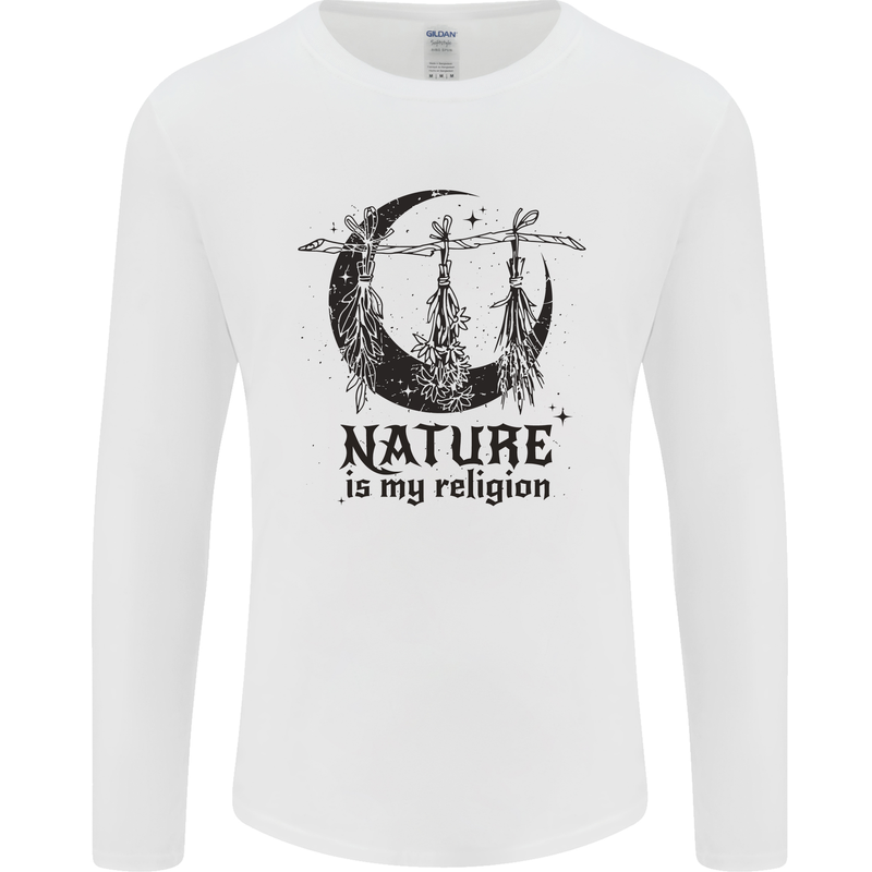 Nature Is My Religion Halloween Witch Mens Long Sleeve T-Shirt White