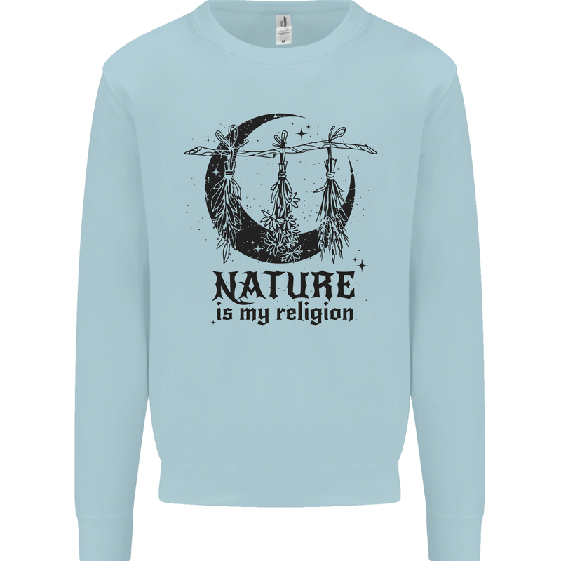 Nature Is My Religion Halloween Witch Mens Sweatshirt Jumper Light Blue