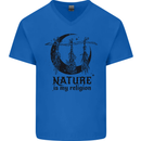 Nature Is My Religion Halloween Witch Mens V-Neck Cotton T-Shirt Royal Blue
