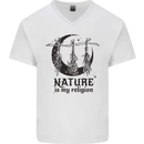 Nature Is My Religion Halloween Witch Mens V-Neck Cotton T-Shirt White