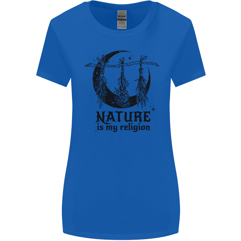 Nature Is My Religion Halloween Witch Womens Wider Cut T-Shirt Royal Blue