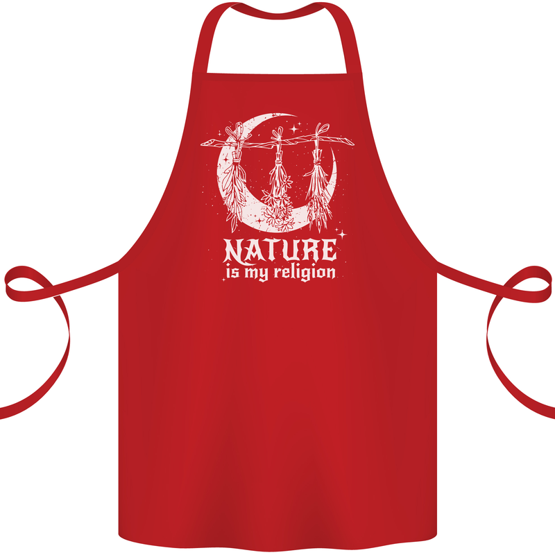 Nature Is My Religion Witch Halloween Cotton Apron 100% Organic Red