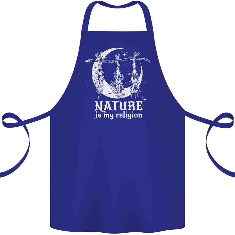 Nature Is My Religion Witch Halloween Cotton Apron 100% Organic Royal Blue