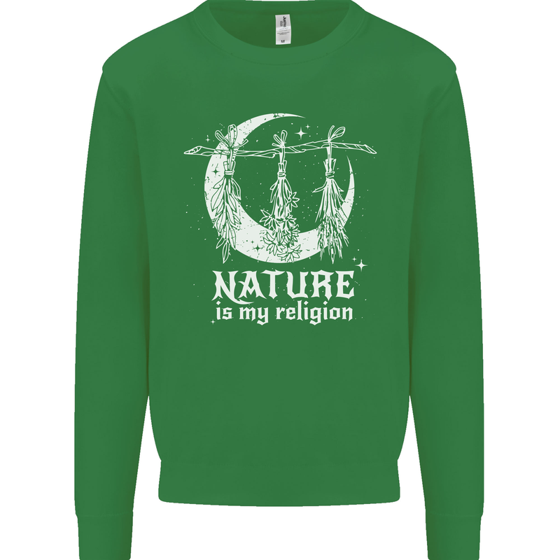 Nature Is My Religion Witch Halloween Kids Sweatshirt Jumper Irish Green