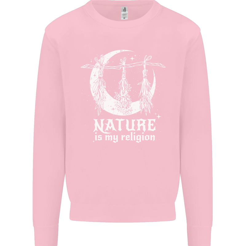 Nature Is My Religion Witch Halloween Kids Sweatshirt Jumper Light Pink