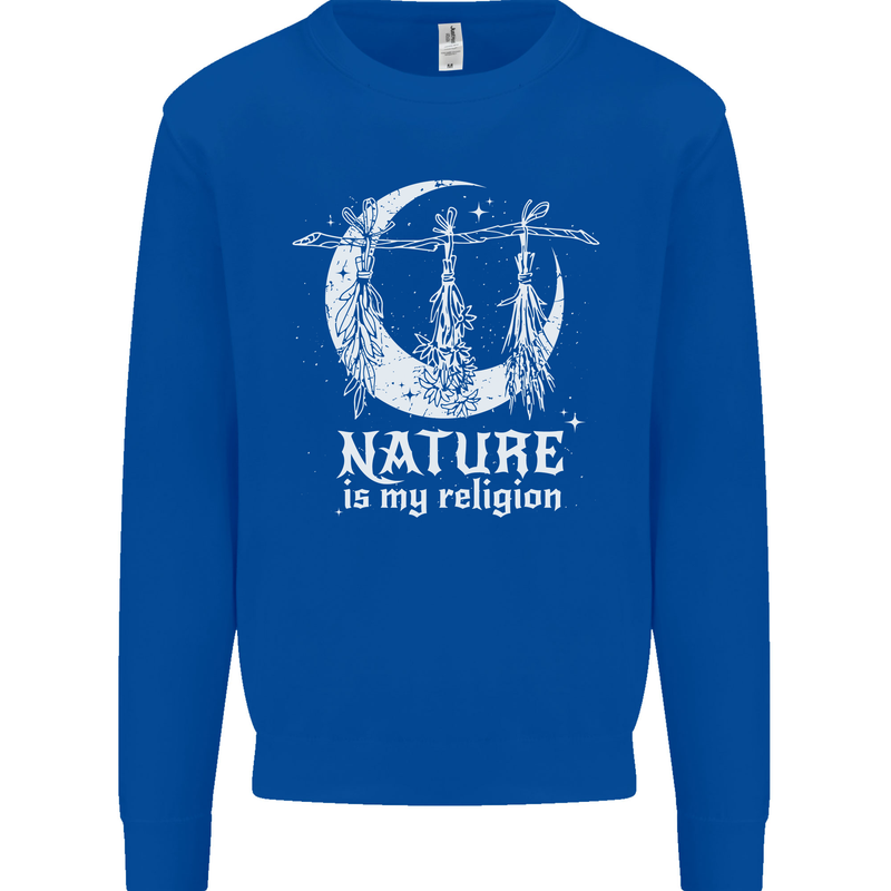 Nature Is My Religion Witch Halloween Kids Sweatshirt Jumper Royal Blue