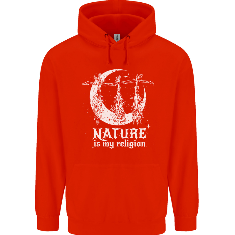 Nature Is My Religion Witch Halloween Mens 80% Cotton Hoodie Bright Red