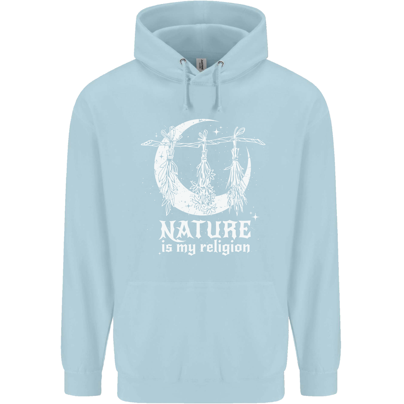 Nature Is My Religion Witch Halloween Mens 80% Cotton Hoodie Light Blue