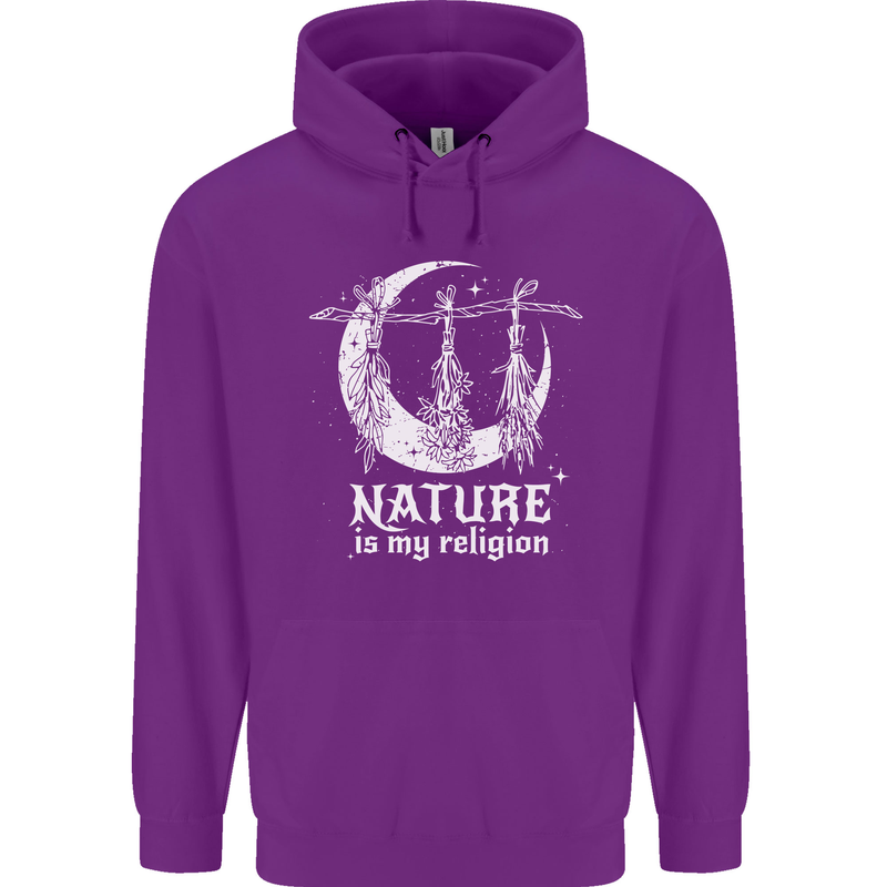 Nature Is My Religion Witch Halloween Mens 80% Cotton Hoodie Purple