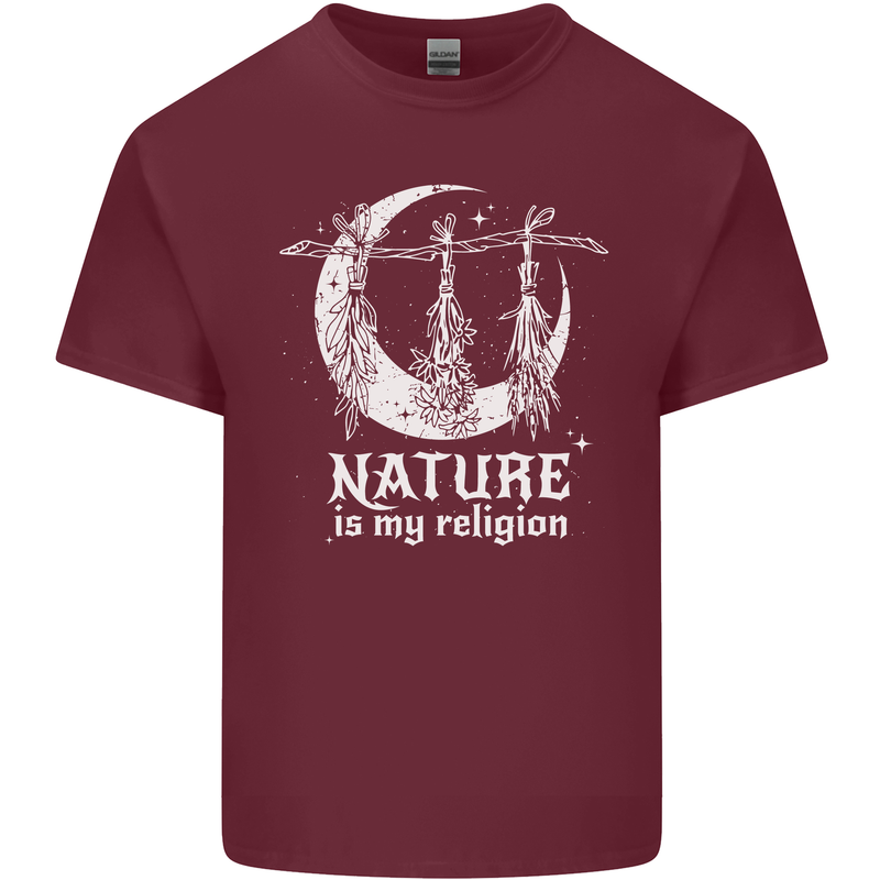 Nature Is My Religion Witch Halloween Mens Cotton T-Shirt Tee Top Maroon