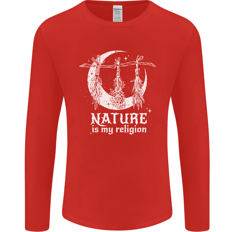 Nature Is My Religion Witch Halloween Mens Long Sleeve T-Shirt Red