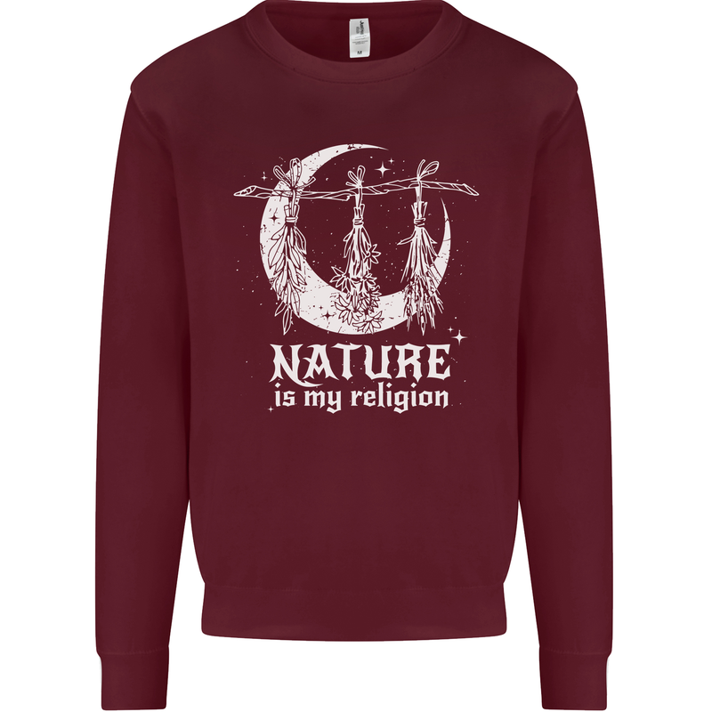 Nature Is My Religion Witch Halloween Mens Sweatshirt Jumper Maroon