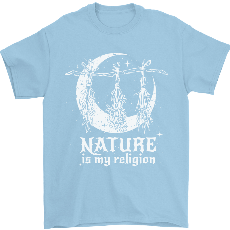 Nature Is My Religion Witch Halloween Mens T-Shirt Cotton Gildan Light Blue