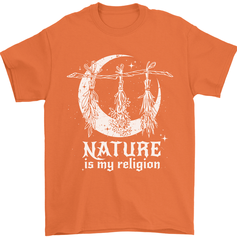 Nature Is My Religion Witch Halloween Mens T-Shirt Cotton Gildan Orange