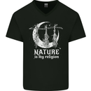 Nature Is My Religion Witch Halloween Mens V-Neck Cotton T-Shirt Black