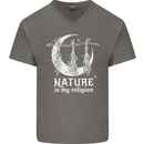Nature Is My Religion Witch Halloween Mens V-Neck Cotton T-Shirt Charcoal