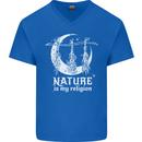 Nature Is My Religion Witch Halloween Mens V-Neck Cotton T-Shirt Royal Blue