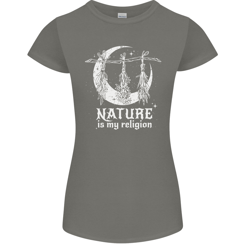 Nature Is My Religion Witch Halloween Womens Petite Cut T-Shirt Charcoal