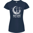 Nature Is My Religion Witch Halloween Womens Petite Cut T-Shirt Navy Blue