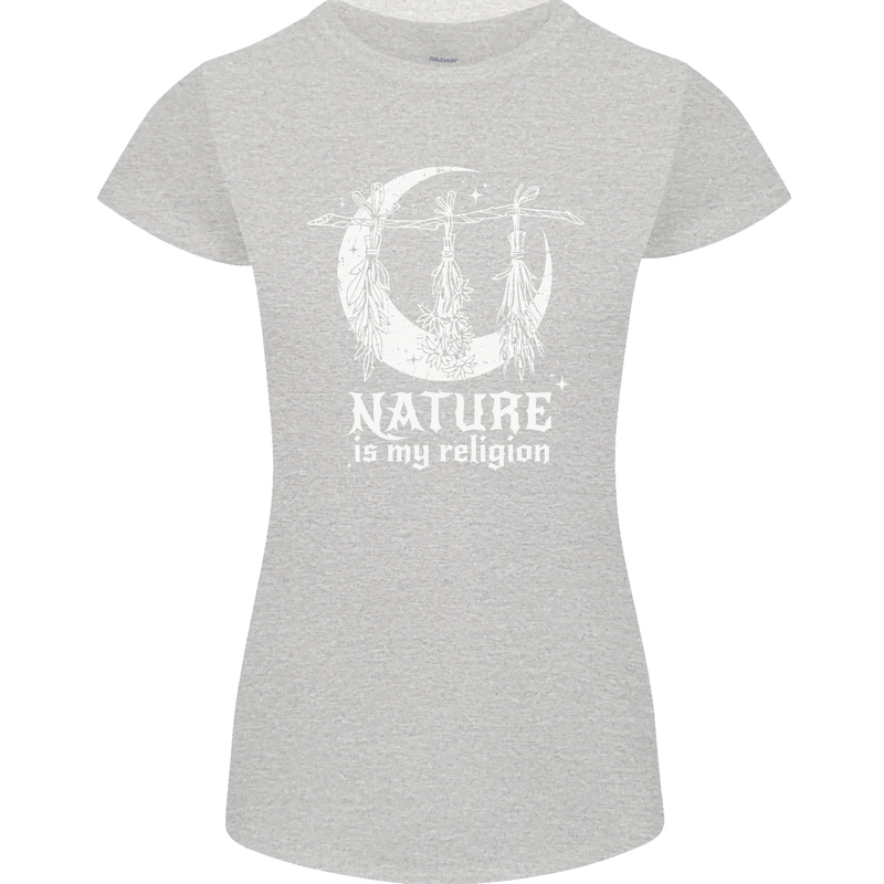 Nature Is My Religion Witch Halloween Womens Petite Cut T-Shirt Sports Grey